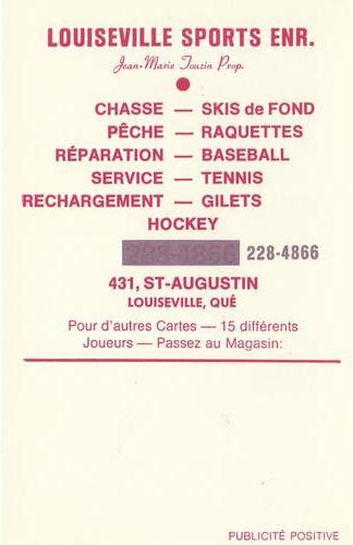 1972-73 Montreal Canadiens Louiseville Sports Enr. Promos #NNO Pierre Bouchard Back