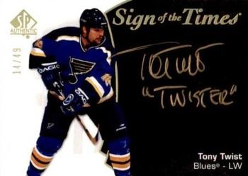 2021-22 SP Authentic - Sign of the Times Black #SOTT-TT Tony Twist Front