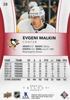 2022-23 Upper Deck Trilogy - Red #28 Evgeni Malkin Back