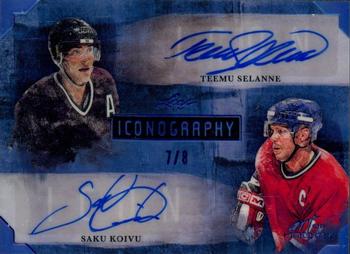 2022 Leaf Art of Hockey - Iconography Navy Spectrum Holofoil #I-24 Teemu Selanne / Saku Koivu Front