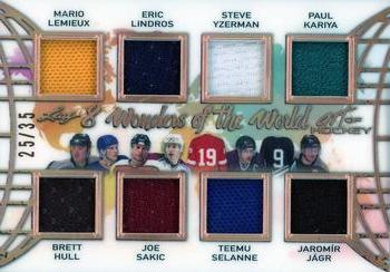 2022 Leaf Art of Hockey - 8 Wonders of the World Bronze Spectrum Holofoil #8WW-01 Mario Lemieux / Brett Hull / Eric Lindros / Joe Sakic / Steve Yzerman / Teemu Selanne / Paul Kariya / Jaromír Jágr Front