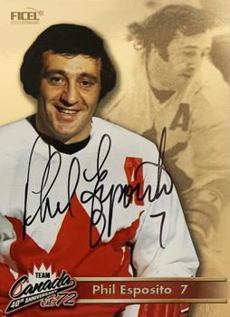 2012 Ficel Marketing Team Canada 1972 40th Anniversary - Signatures #7 Phil Esposito Front