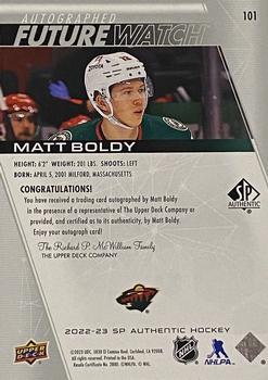 2022-23 SP Authentic #101 Matt Boldy Back