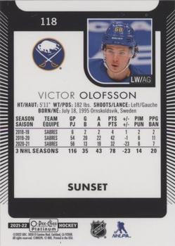 2021-22 O-Pee-Chee Platinum - Sunset #118 Victor Olofsson Back