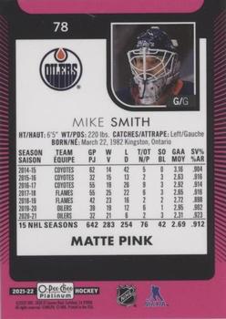2021-22 O-Pee-Chee Platinum - Matte Pink #78 Mike Smith Back