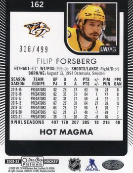 2021-22 O-Pee-Chee Platinum - Hot Magma #162 Filip Forsberg Back