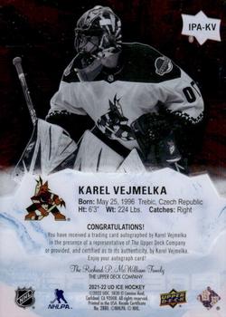 2021-22 Upper Deck Ice - Ice Premieres Autographs #IPA-KV Karel Vejmelka Back