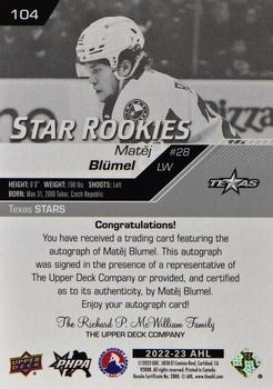 2022-23 Upper Deck AHL - Autographs #104 Matej Blumel Back