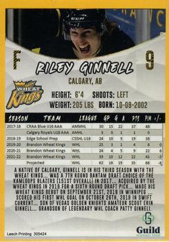 2021-22 Brandon Wheat Kings (WHL) #NNO Riley Ginnell Back