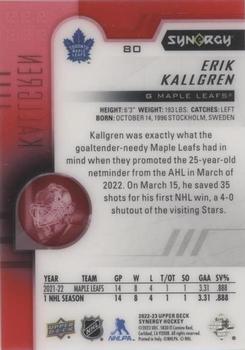2022-23 Upper Deck Synergy - Red #80 Erik Kallgren Back