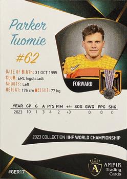 2023 AMPIR IIHF World Championship Team Germany #GER17 Parker Tuomie Back