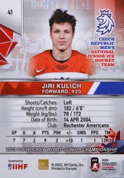2023 BY Cards IIHF World Junior Championship #41 Jiri Kulich Back