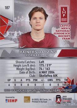 2023 BY Cards IIHF World Junior Championship #187 Rainers Darzins Back