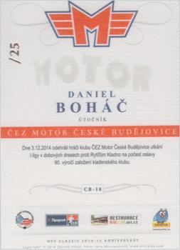 2014-15 CEZ Motor Ceske Budejovice - Dealer's Pick Canvas #CB-18 Daniel Bohac Back