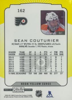 2022-23 O-Pee-Chee Platinum - Neon Yellow Surge #162 Sean Couturier Back