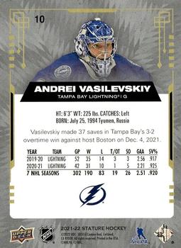 2021-22 Upper Deck Stature - Green #10 Andrei Vasilevskiy Back