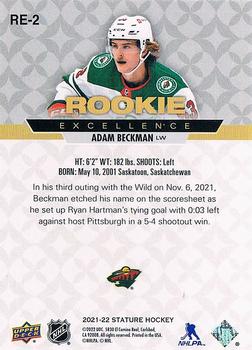 2021-22 Upper Deck Stature - Rookie Excellence #RE-2 Adam Beckman Back