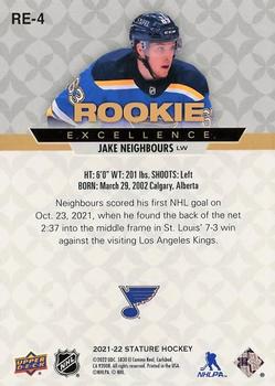 2021-22 Upper Deck Stature - Rookie Excellence #RE-4 Jake Neighbours Back