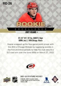 2021-22 Upper Deck Stature - Rookie Excellence #RE-26 Joey Keane Back