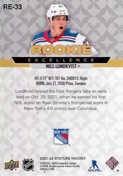 2021-22 Upper Deck Stature - Rookie Excellence #RE-33 Nils Lundkvist Back