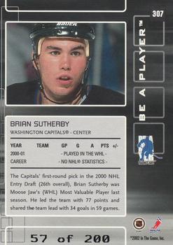 2001-02 Be a Player Update - 2001-02 Be a Player Memorabilia Update Ruby #307 Brian Sutherby Back