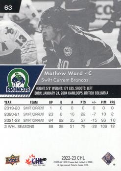 2022-23 Upper Deck CHL #63 Mathew Ward Back