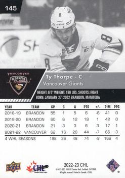 2022-23 Upper Deck CHL #145 Ty Thorpe Back