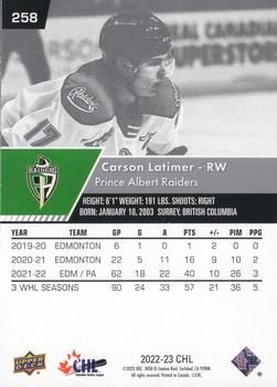 2022-23 Upper Deck CHL #258 Carson Latimer Back