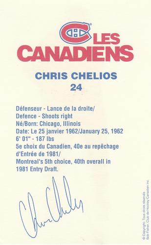 1989-90 Montreal Canadiens #NNO Chris Chelios Back