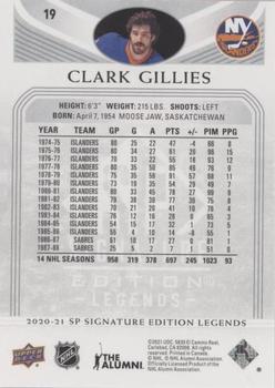 2020-21 SP Signature Edition Legends - Silver Script #19 Clark Gillies Back