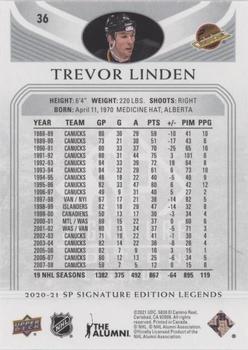 2020-21 SP Signature Edition Legends - Silver Script #36 Trevor Linden Back