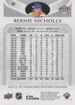 2020-21 SP Signature Edition Legends - Silver Script #50 Bernie Nicholls Back