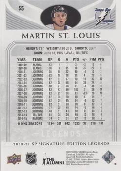 2020-21 SP Signature Edition Legends - Silver Script #55 Martin St. Louis Back