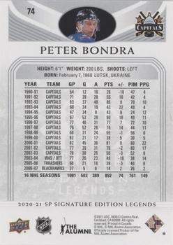 2020-21 SP Signature Edition Legends - Silver Script #74 Peter Bondra Back