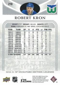 2020-21 SP Signature Edition Legends - Silver Script #210 Robert Kron Back