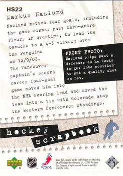 2005-06 Upper Deck - Hockey Scrapbook #HS22 Markus Naslund Back
