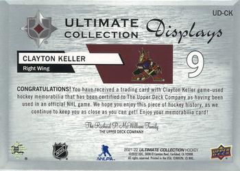 2021-22 Upper Deck Ultimate Collection - Ultimate Display Jersey #UD-CK Clayton Keller Back