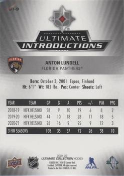 2021-22 Upper Deck Ultimate Collection - Ultimate Introductions #UI-9 Anton Lundell Back