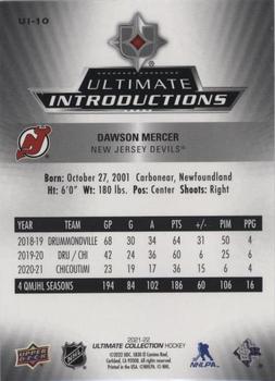 2021-22 Upper Deck Ultimate Collection - Ultimate Introductions #UI-10 Dawson Mercer Back
