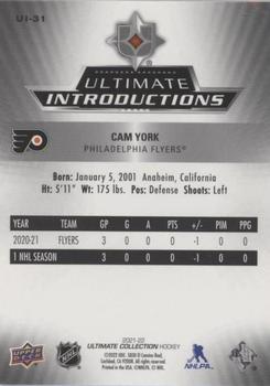 2021-22 Upper Deck Ultimate Collection - Ultimate Introductions #UI-31 Cam York Back