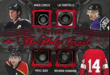 2022-23 Leaf In The Game Used - Holy Grail Relics Red Spectrum #HG-3 Mario Lemieux / Pavel Bure / Luc Robitaille / Brendan Shanahan Front