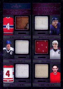 2022-23 Leaf In The Game Used - Legendary Locker Room Relics Purple Foil #LR-1 Jean Béliveau / Marcel Dionne / Darryl Sittler / Joe Sakic / Scott Stevens / Terry Sawchuk Front