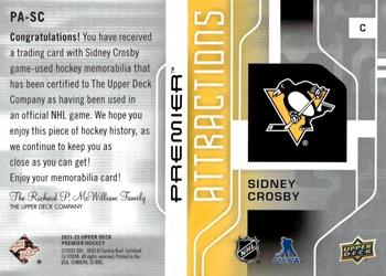 2021-22 Upper Deck Premier - Premier Attractions Jersey #PA-SC Sidney Crosby Back