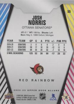 2022-23 Upper Deck Allure - Red Rainbow #55 Josh Norris Back