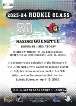 2023-24 Upper Deck - Commemorative Class #RC-30 Maxence Guenette Back
