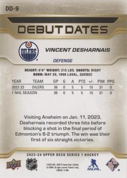 2023-24 Upper Deck - Debut Dates Gold #DD-9 Vincent Desharnais Back