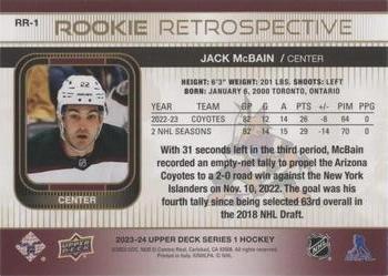 2023-24 Upper Deck - Rookie Retrospective Gold #RR-1 Jack McBain Back