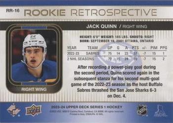 2023-24 Upper Deck - Rookie Retrospective Gold #RR-16 Jack Quinn Back