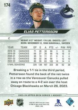 2023-24 Upper Deck - Outburst Silver #174 Elias Pettersson Back