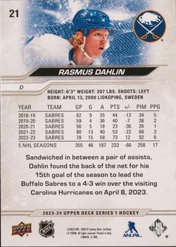 2023-24 Upper Deck - Outburst Gold #21 Rasmus Dahlin Back